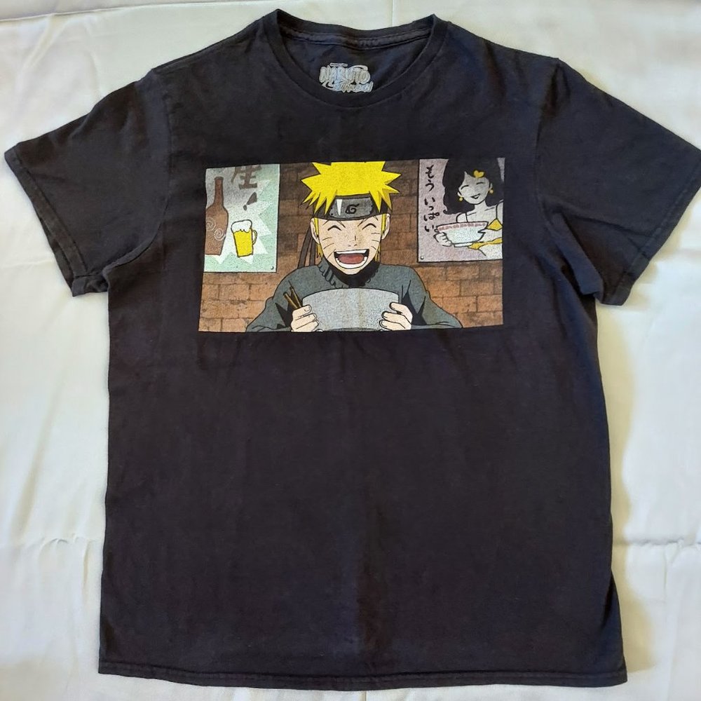 Naruto Shippuden Anime Cartoon Black T-Shirt Ichiraku Ramen Shop Adult Medium